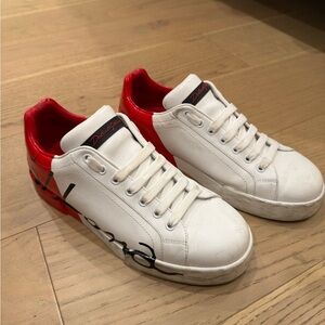 Dolce & Gabbana White and Red Sneakers